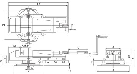 Długie imadło maszynowe hydrauliczne 200x400mm stałe - Tajwan